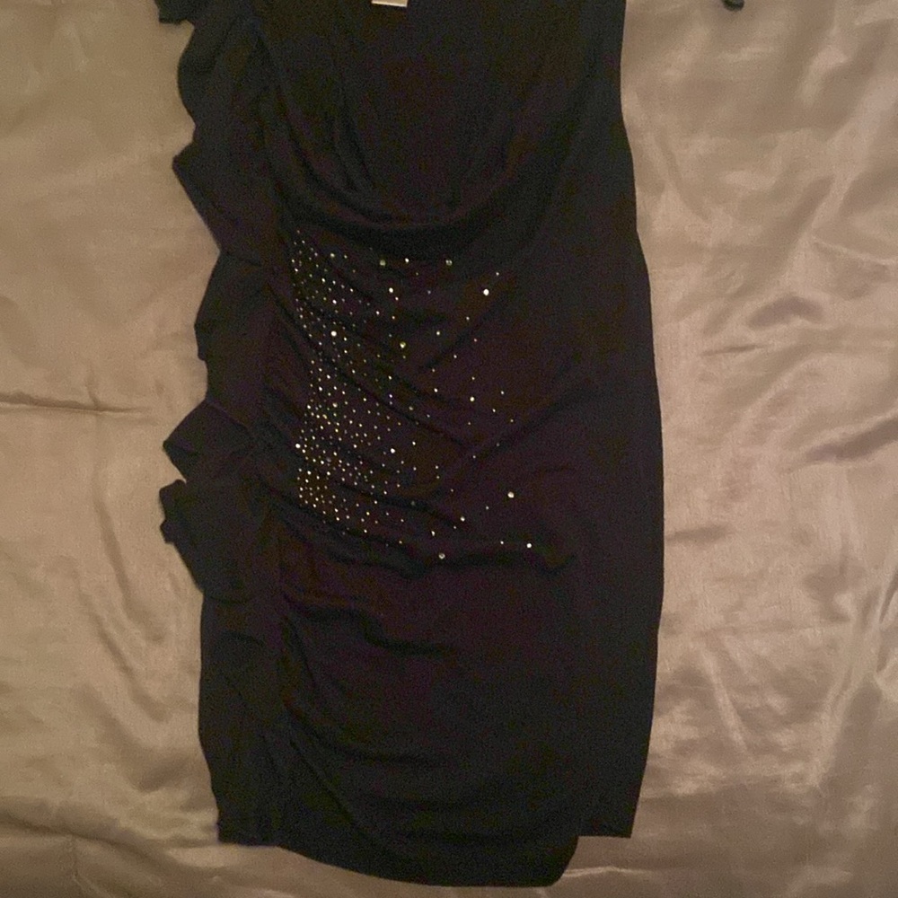 Black summer top with ruffles and sparkles